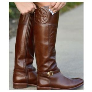 Tory Burch Marlene Leather Brown Riding Boots